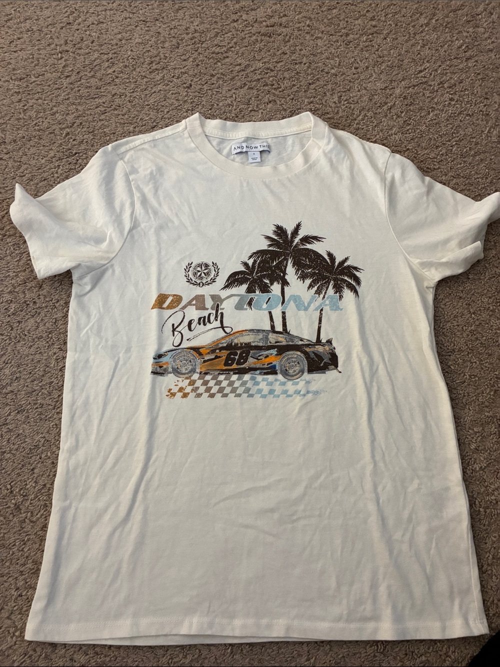 AND NOW THIS White Daytona Beach Racing Graphic Tee